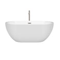 thumbnail image 2 of Brooklyn 60 Inch Freestanding Bathtub in White with Floor Mounted Faucet, Drain and Overflow Trim in Brushed Nickel, 2 of 5