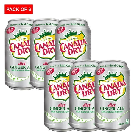 Canada Dry - Diet Ginger Ale, 355 mL Cans (Pack of 6)