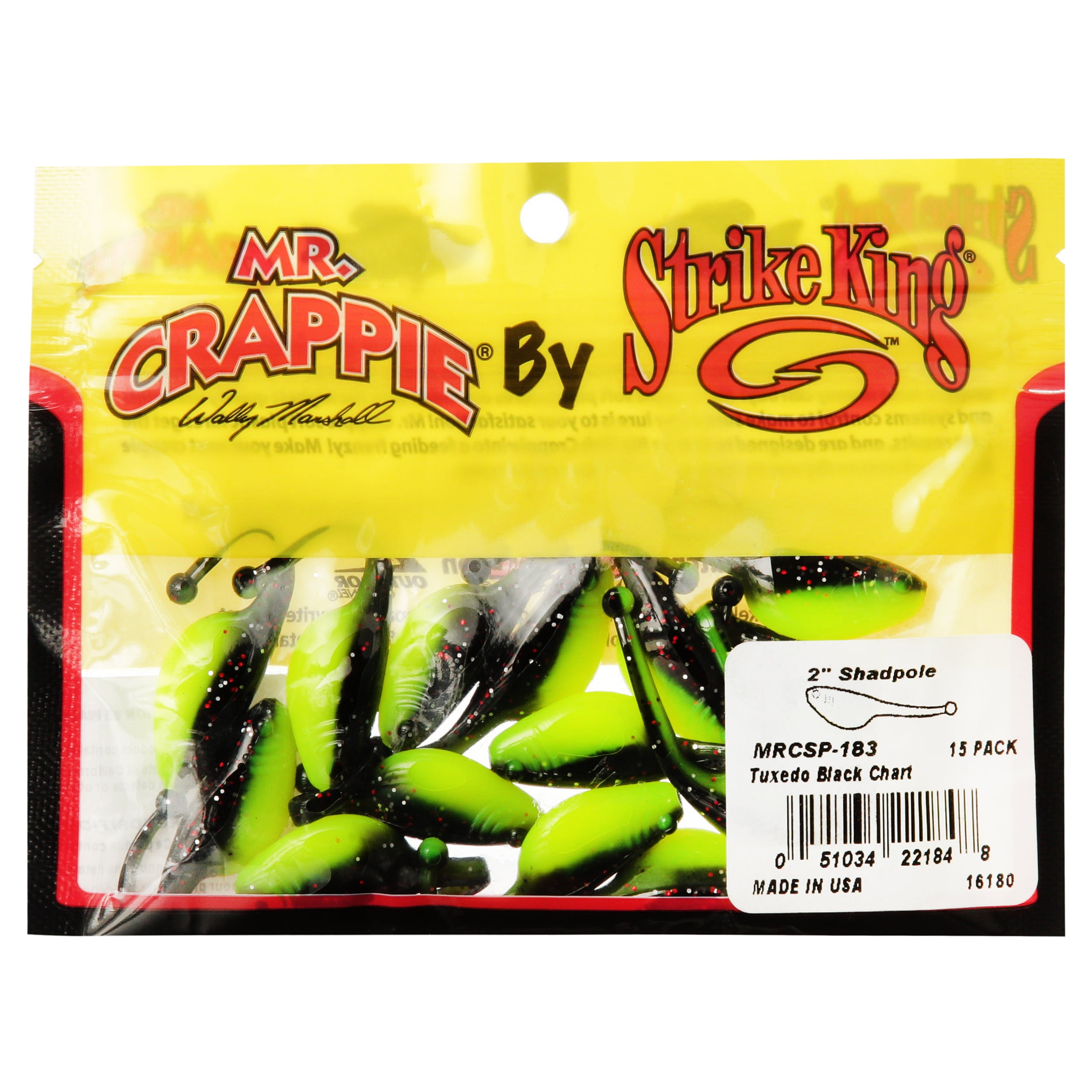 (2 pack) Strike King Mr Crappie Shadpole Tuxedo Black/Chartreuse Panfish Lure
