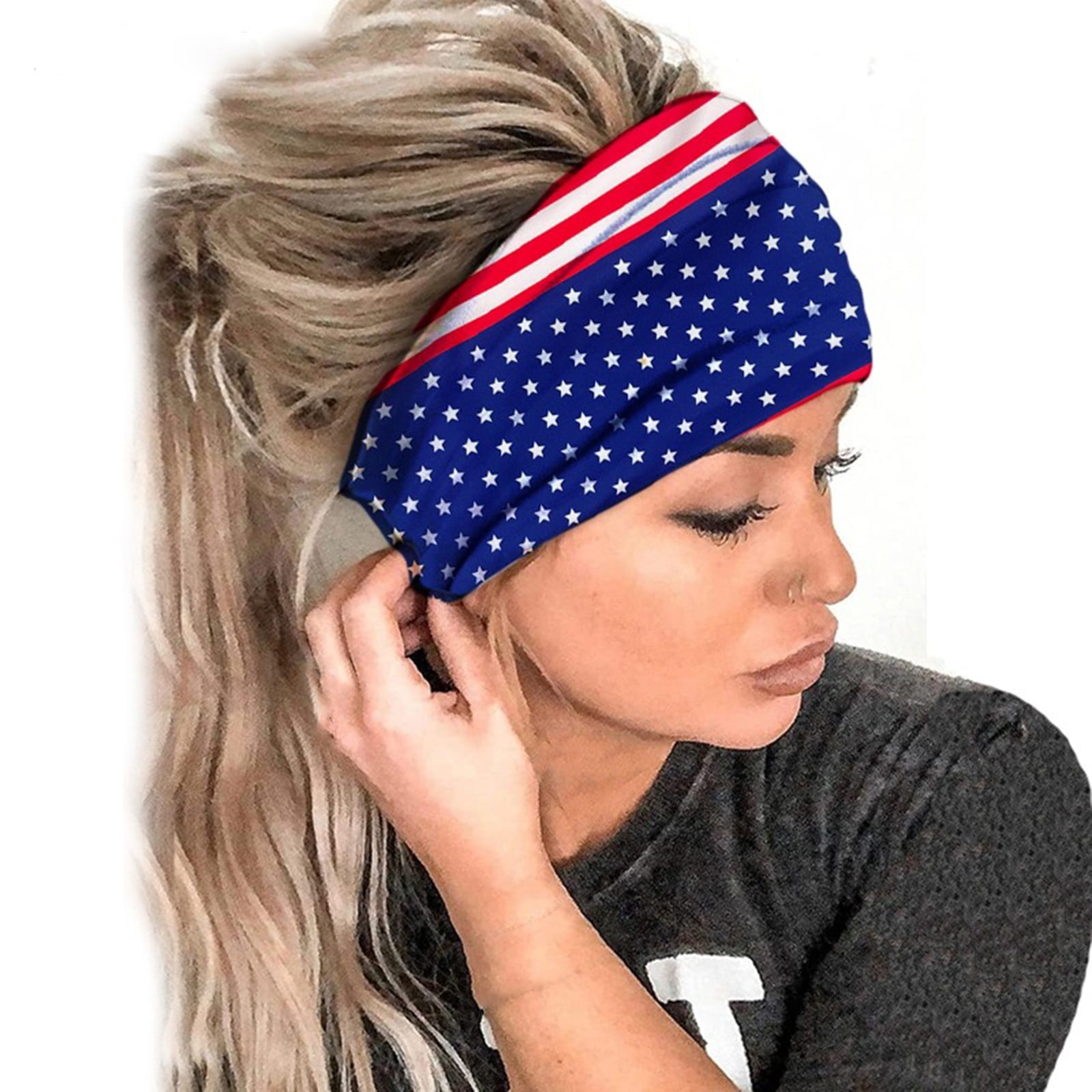 REORIAFEE Patriotic American Flag Headbands USA 4th of July Headband