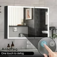 thumbnail image 6 of Jarbalai Bathroom Medicine Cabinet with Mirror and Lights, 39" x 23" Wall Mounted LED Storage Cabinet, Anti-Fog Dimmable Touch Sensor, Memory Function, Black, 6 of 10