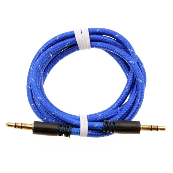 3.5mm Aux Cable Adapter Car Stereo Aux-in Audio Cord Speaker Jack Wire Blue Q7G for Coolpad Defiant, Canvas, Suva - Cricket Icon, Influence, Ovation 2, 3, Dream 5G - Doro 824 SmartEasy