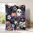 thumbnail image 5 of Throw Blanket, Halloween Throw Blanket, Ghost Halloween Decor, Pumpkin Home Decor, 59X52 Inch Soft Cozy Plush Blanket for Couch Bed Sofa, Vintage Floral Ghost Pumpkin Print for, 5 of 6