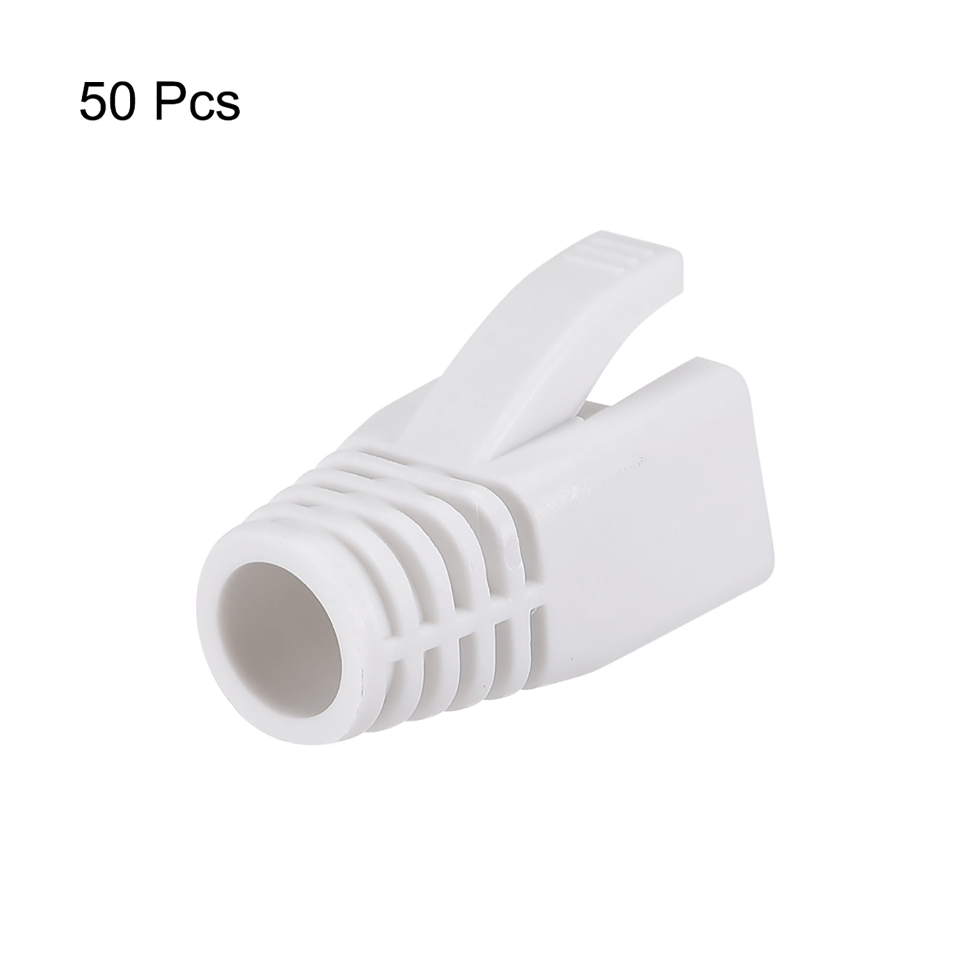 uxcell RJ45 Boots Cover Anti Dust Protector for Network Cable CAT6 CAT7 7mm Hole Dia White Plastic 50Pcs
