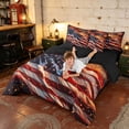 thumbnail image 4 of Manfei Realistic American Flag Twin Bedding, Fireworks Bedding Comforter Set, Red White Blue, Black Reversible 7pcs, 4 of 6