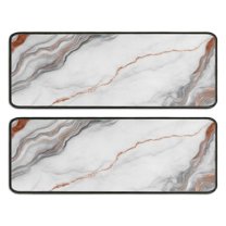 Kitchen Rugs Sets Of 2,White Marble Copper Line Pattern Anti Fatigue Kitchen Mat Rugs Non Slip Washable,Decorative Kitchen Floor Mats for Kitchen,Sink,Laundry,17"x47" 17"x47"
