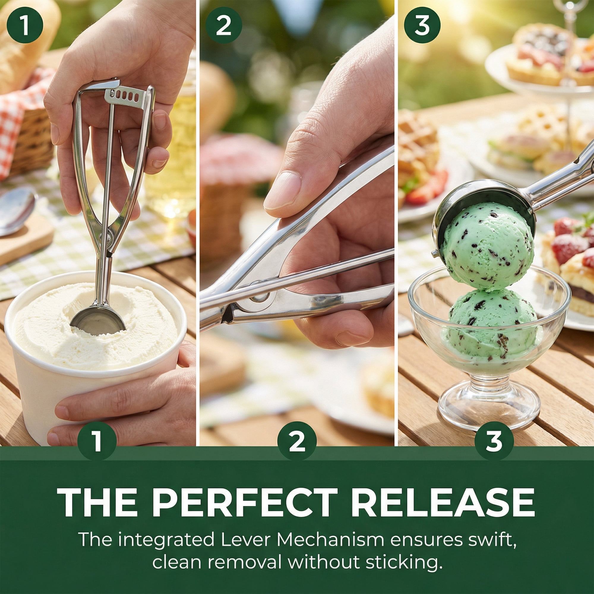 Unique Bargains Easy Clean Tool Stainless Steel Ice Cream Scoop Silver 8.1in