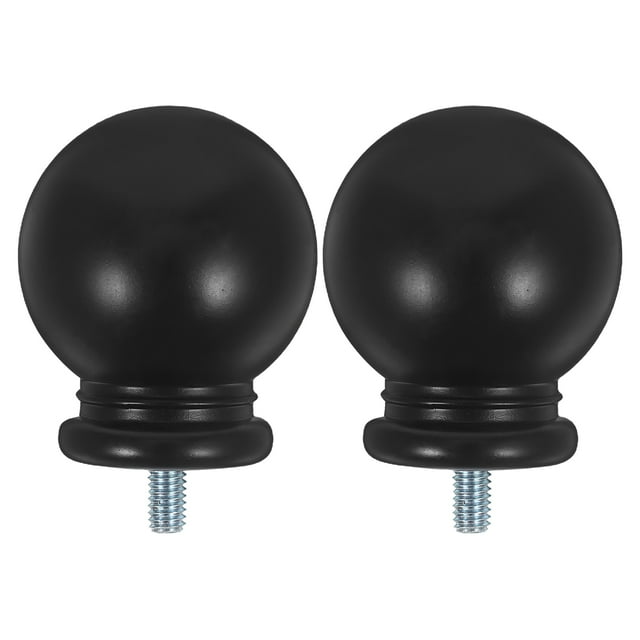 KAKOWELY curtain rod finials 2pcs Decorative Curtain Rod End Cap Ball Head Design For Home Curtain Black Plastic Finials For Curtain Rods Window Drapery Rod End