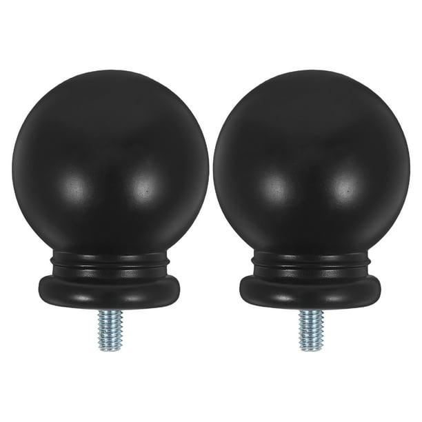 2 tapones decorativos para barra de cortina, diseño de cabeza esférica, para cortinas de casa, de plástico negro, para barras de cortina, para ventanas.