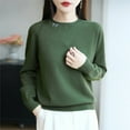 thumbnail image 4 of MESSUEN Baggy Sweater Long Sleeve Sweaters for Women Long Sleeve Undershirt for Women Womens Fall Shirts Sweaters for Women Long Sleeve Shirt Womens Long Sleeve Shirts Green 2XL, 4 of 5
