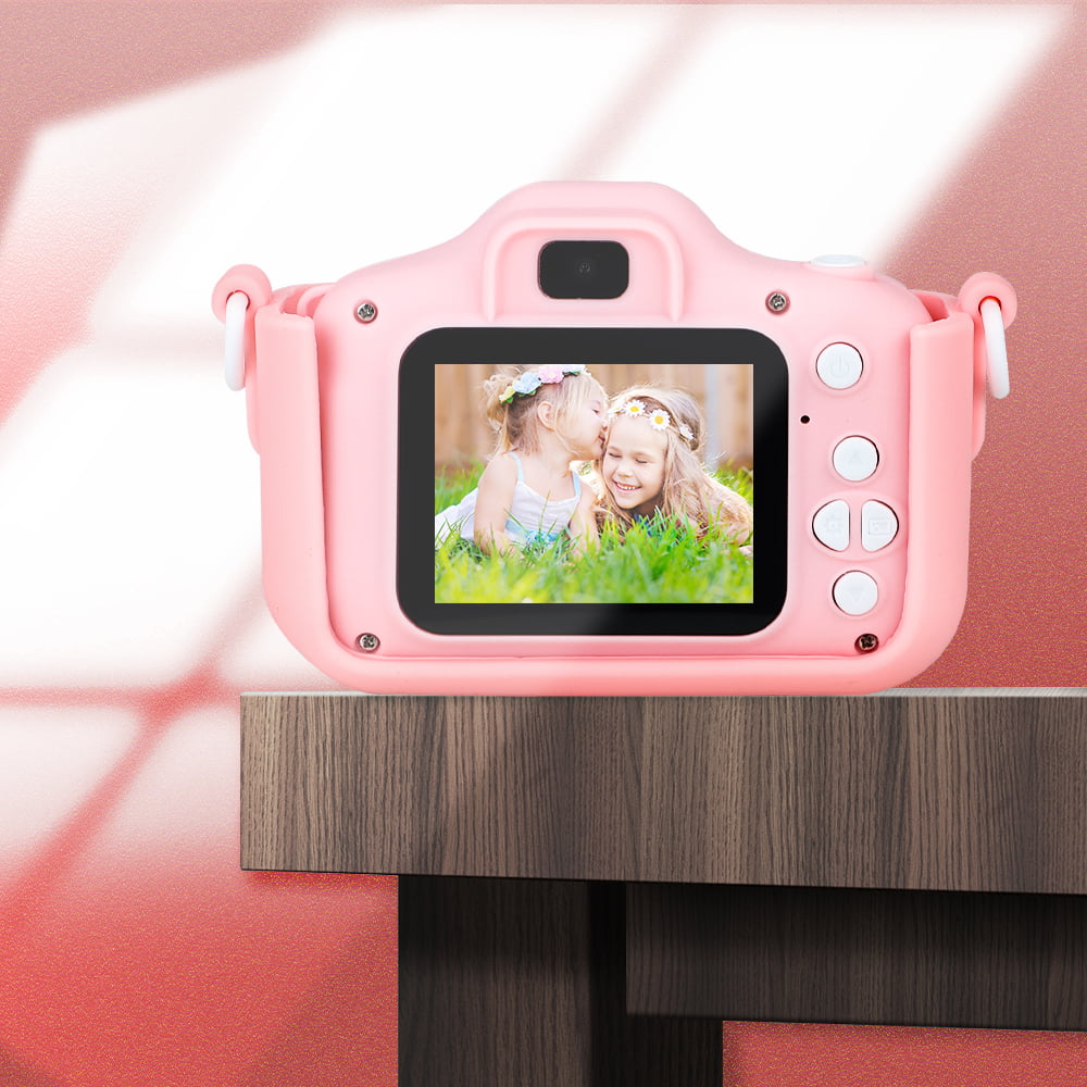 Pink PLAYNLIFE Digital Camera for Kids with HD 1080P Video Toddler Girl 16GB SD Memory Card. Shockproof with Silicone Boy Fun Selfie Mode Children 