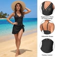 thumbnail image 4 of FEN AI Tummy Control One Piece Swimdress Women V Neck Skirted Swimsuit Modest Bathing Suit Black S, 4 of 7
