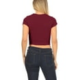 thumbnail image 4 of Women's Short Sleeve Stretch Lightweight Round Neck Solid Cropped Top T-Shirt, 4 of 4
