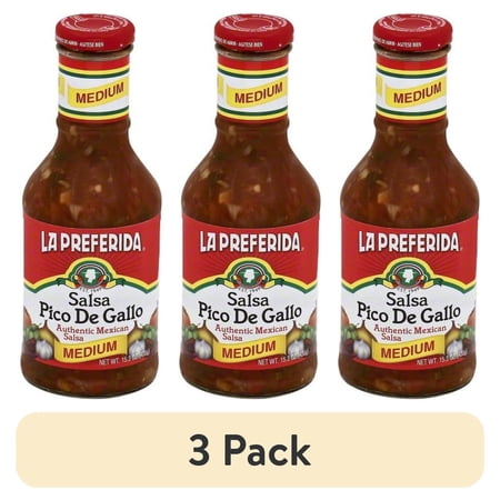 (3 pack) La Preferida Medium Pico de Gallo Salsa, 15.3 oz, Pack of 12