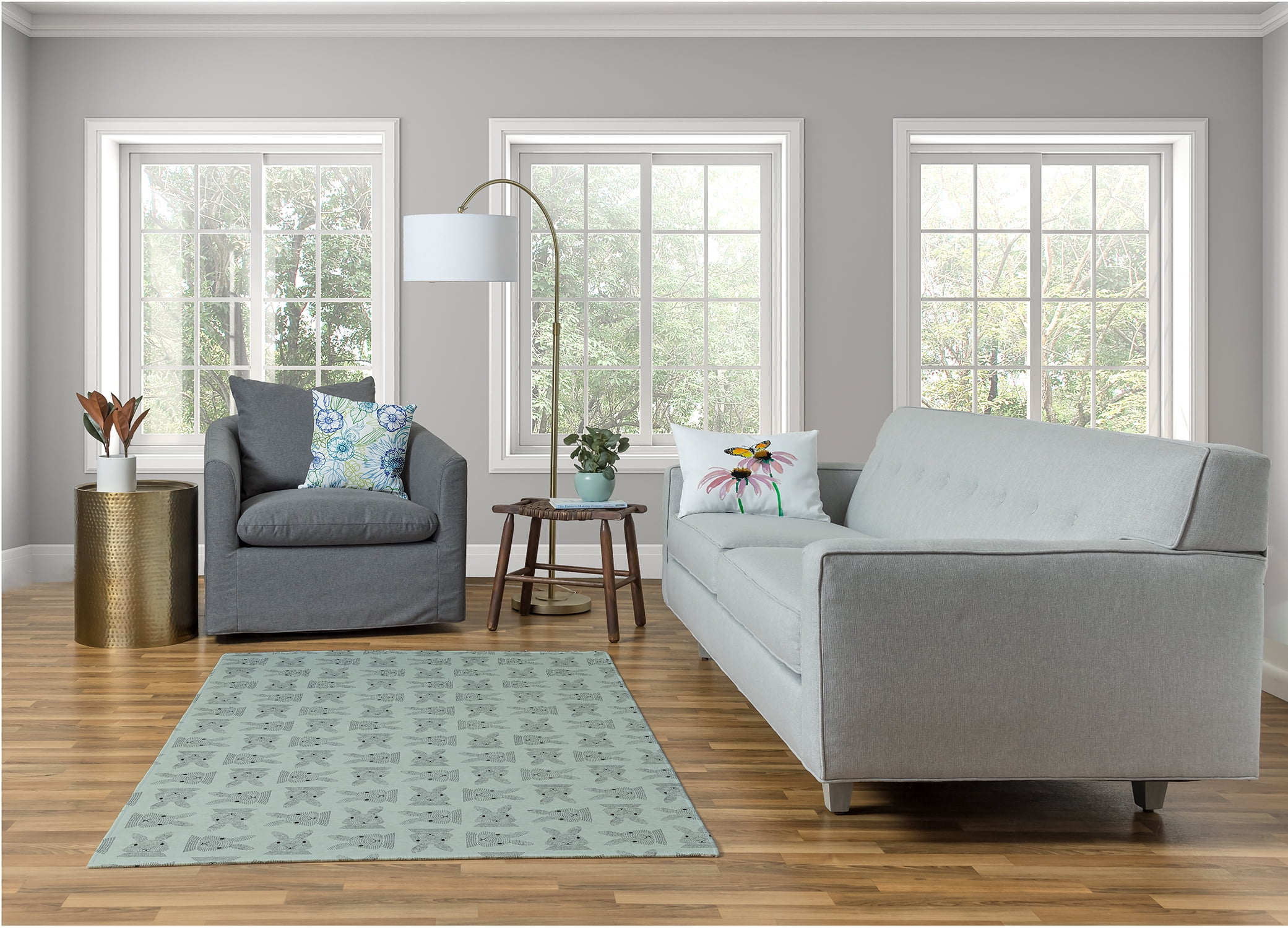 Simply Daisy Breezeway Green Criss Cross Bunnies Easter Area Rug, 4' x 6'