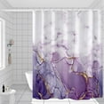 thumbnail image 6 of Marble Bathroom Shower Curtain Purple Gold Fabric Shower Curtains with Hooks Watercolor Abstract Shower Curtain Liner 72x72 inches, 6 of 6