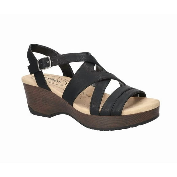 Easy Works by Easy Street Women's 8.5 WW, Rosella Slip-Resistant Sandals, Black