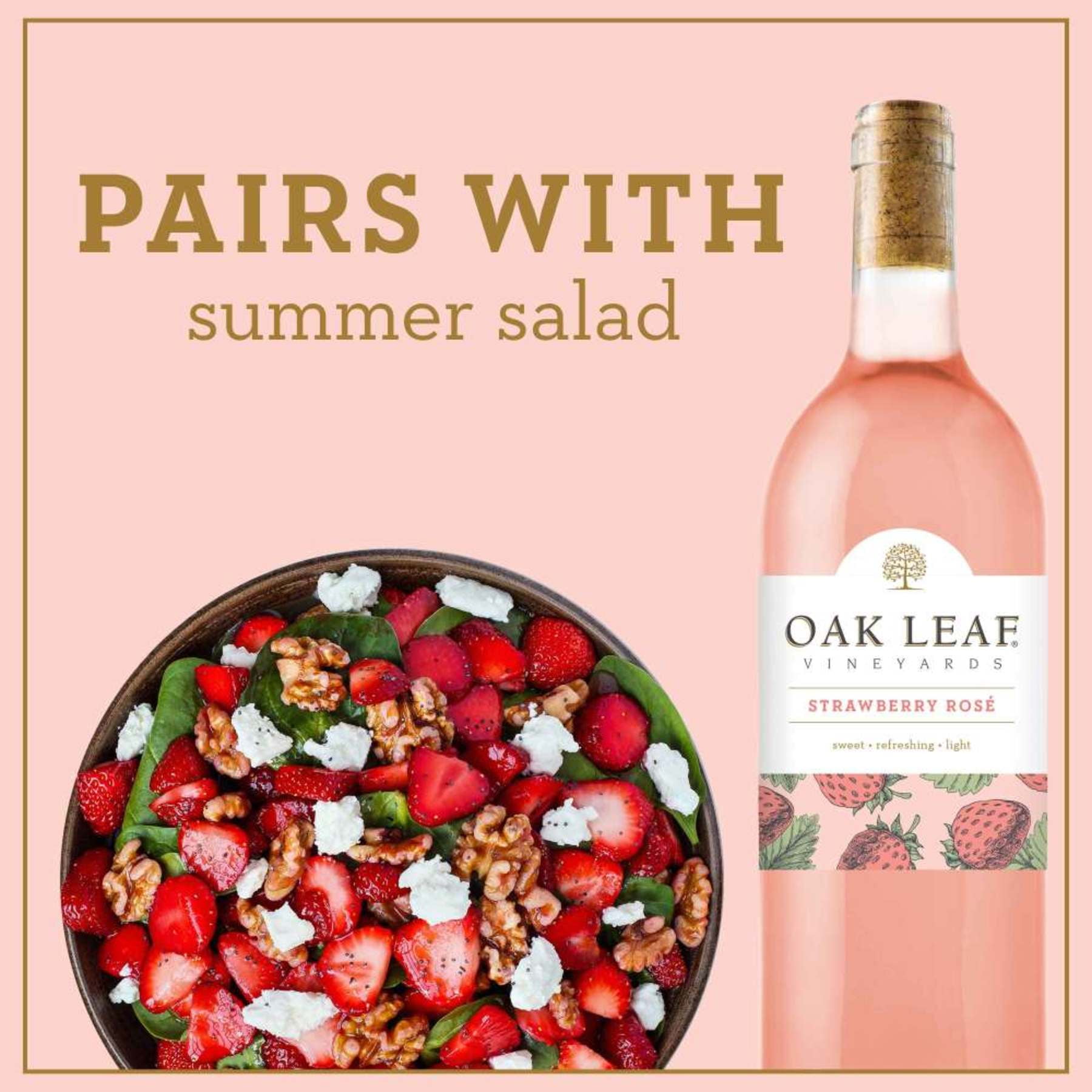 Oak Leaf Vineyards Sweets Strawberry Rose California Flavored Wine, 750 ml Bottle, 8.5% ABV