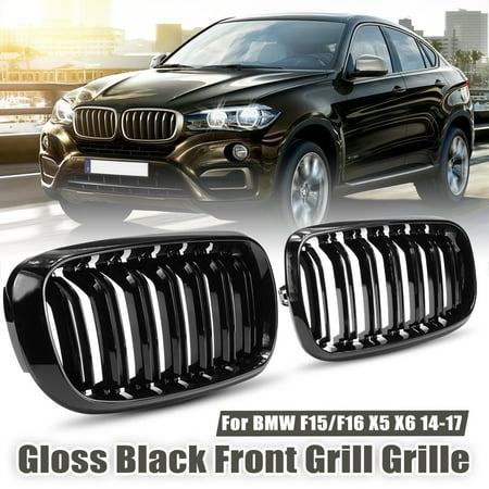 - Dual Slats Kidney Front Kindly Bumper Grill Grille Girlls Grilles For BMW X5 X6 Series F15 F16 2014-2018 Gloss Black