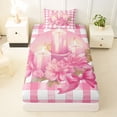 thumbnail image 3 of Erosebridal Happy Easter Girls Twin Sheet Sets, Pink Flower Bow Bedding, 3 Pieces, 3 of 5