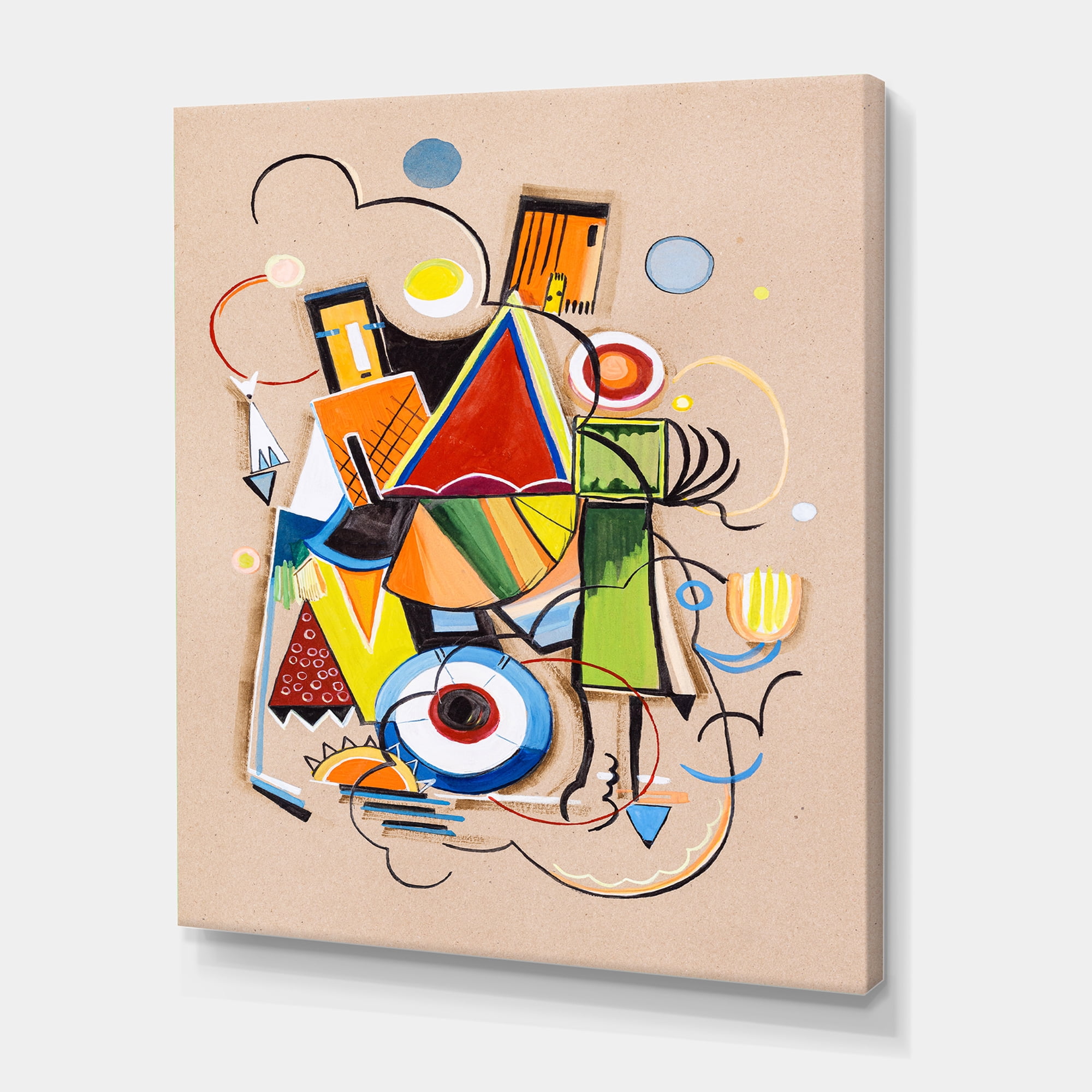 Designart ' Abstract Compositions Of Colored Geometric I ' Modern Canvas Wall Art Print