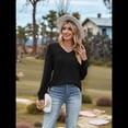 thumbnail image 4 of Blusas Elegantes e Informales para Mujer, con Cuello en V y Lunares, de Larga Negro L, 4 of 9