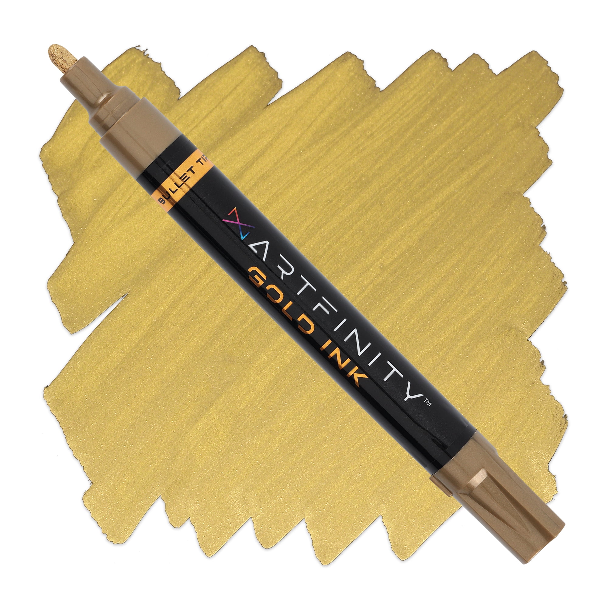 Artfinity Rich Metallic Markers - Professional Metallic Markers for Artists, Drawing, CAlligraphy, & More! - [Gold - 3mm Bullet Nib - 3 Pack]