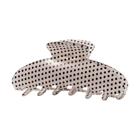 HOARBOEG Polka Dot Hair Claw Clips for Women, Medium Vintage Dotted Hair Clips, Sturdy Non-Slip Barrettes for Thick and Thin Hair, Back Head Hair Accessories, White, Daily Styling