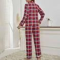 thumbnail image 4 of BLVB Womens Pajamas 2 Piece Outfits Casual Crew Neck Long Sleeve Tops and Plaid Pants Lounge Sets Sleepwear Pjs, 4 of 8