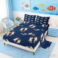 thumbnail image 2 of Manfei Cartoon Otter Full Size Sheets for Kids Boys and Girls, Navy Brown Animal Print Bed Sheets 4 Pieces, 1 Flat Sheet, 1 Fitted Sheet and 2 Pillowcases, 2 of 6