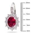 thumbnail image 2 of Everly Women's 8ct Created Ruby Created White Sapphire & Diamond Accent Silver Halo Drop Earrings, 2 of 7