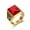 Gold Red Gem, variant on Mens Titanium Steel Ring Maple Leaf Design Black Ruby Gemstone Electroplated Geometric Statement Jewelry For Men