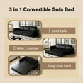 thumbnail image 5 of Timbernest 93.7" King Pull Out Sofa Bed, 3 in 1 Convertible Sleeper Sofa, Chesterfield Leather Sofa for Living Room, Retro Black, 5 of 13