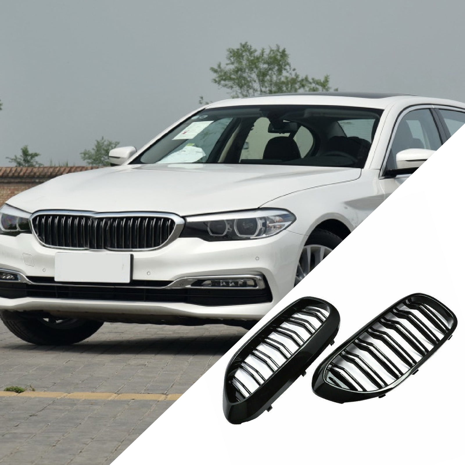 Farfi 1Pair Matte Black Kidney Grilles 51137390863 51137390864 