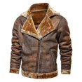 thumbnail image 3 of Men's Faux Leather Jacket Sherpa Aviator Bomber Jacket, 3 of 5