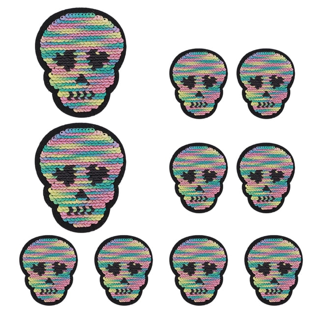 Lentejuelas de Calavera 10 unids/Set con Forma de Calavera Colorida, Aplique de Lentejuelas para Ropa DIY