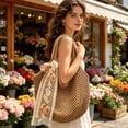 thumbnail image 4 of Gumesh Beach Bags for Women - Women Beach Tote Bag, Summer Mesh Hollow Straw Tote Bag for Holiday Market, 4 of 7