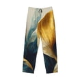thumbnail image 6 of Uemuo Golden Blue Leaf Design Pattern Men's Wide Leg Palazzo Lounge Pants with Pockets Light Weight Loose Comfy Casual Pajama Pants-Medium, 6 of 9