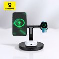 thumbnail image 2 of Baseus - Soporte de carga inalámbrica magnética 3 en 1 de 20 W para iPhone 16, 15, 14 Pro, Airpods, Apple Watch, soporte de estación de carga rápida para teléfono, 2 of 5