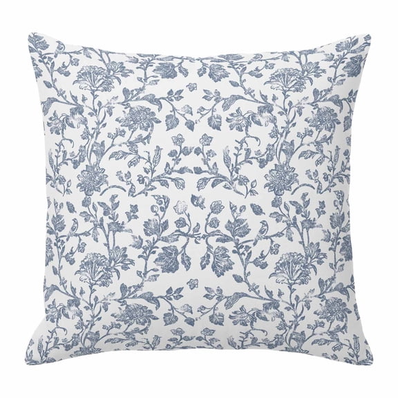 Pillow Covers 26x26 Inch, Blue Flower Linen Pillowcase with Invisible Zipper, Vintage Farmhouse Boho Leaf Spring Summer Decorative Throw Pillow Covers Cushion Case for Couch Sofa Bed Living Room