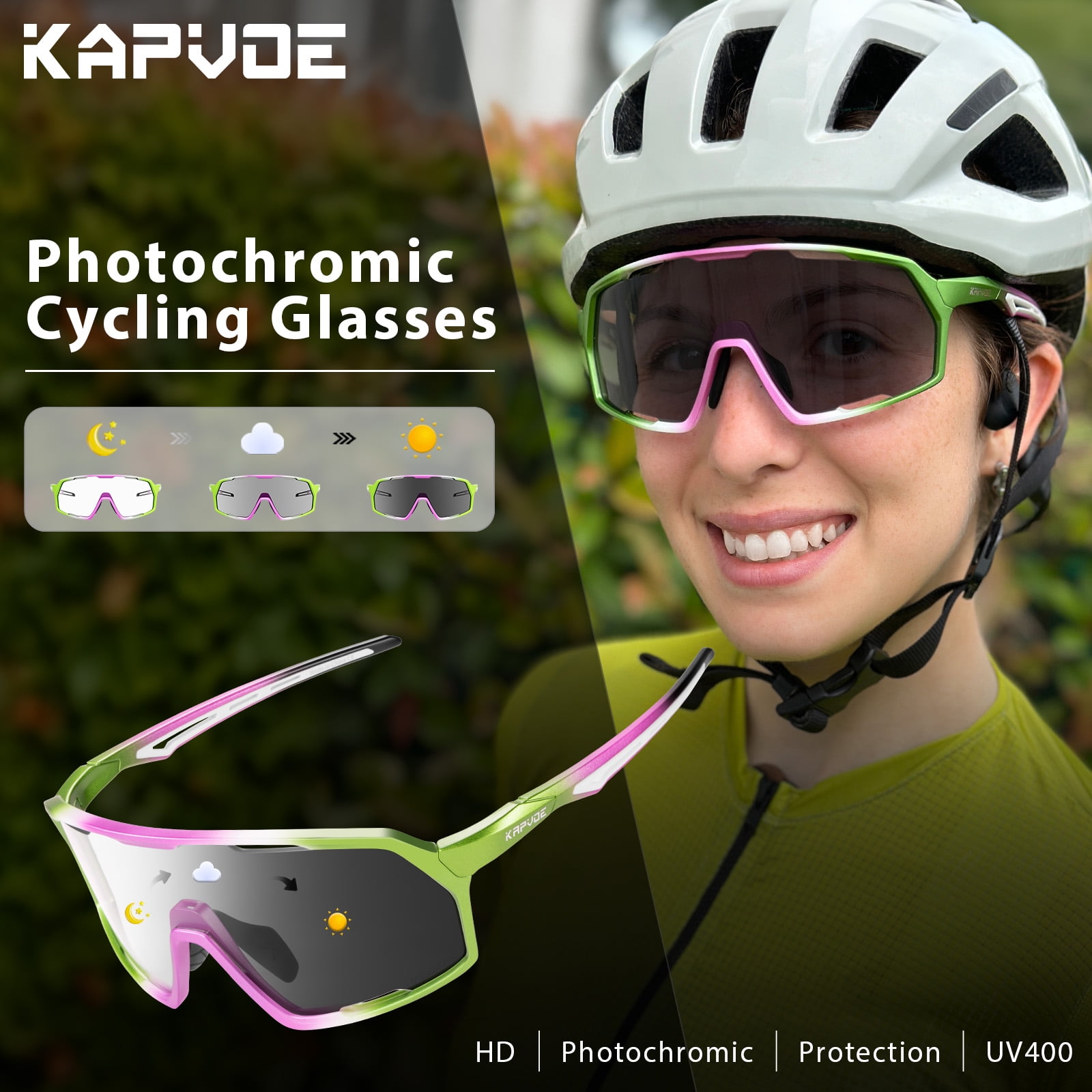 Cycling Glasses Kapvoe Blue Photochromic Glasses Speed Bike Road