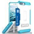 thumbnail image 1 of Case for iPhone 8 Plus, White/Turquoise Tri-Shield Rugged Cover [with Kickstand + Credit Card Wallet Slot + Wrist Strap] for Apple iPhone 8 Plus, iPhone 7 Plus, 1 of 5