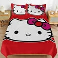 thumbnail image 4 of Cartoon Hello Kitty Comforter Cat 3-Piece Bed Sheets Warm Kawaii Bedding Set Cute Soft Bedclothes for Boys Girls Kids Queen, 4 of 15