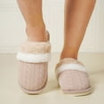 thumbnail image 2 of Womens Mens Knit Fuzzy Slippers Winter Warm Cozy Memory Foam House Shoes Knitted Indoor and Outdoor Bedroom Plush Slip on Slides, 2 of 6