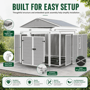 Seizeen 8 x 10FT Resin Shed, Outdoor Storage Shed, Outside Garden Plastic Shed for Lawn Mover Bike Tool, w/Double Doors, Air Vents, Double Windows, PP Floor