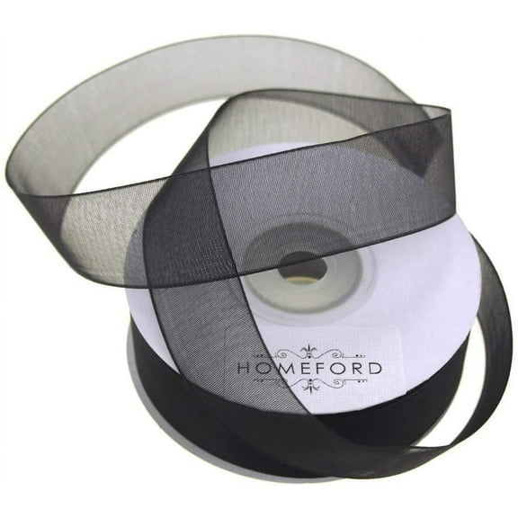 Sheer Organza Ribbon, 7/8-inch, 25-yard, Black