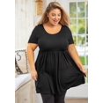 thumbnail image 6 of SHOWMALL Plus Size Tunic for Women Short Sleeve Scoop Neck Summer Top Black 5X Pleated Clothes Flowy Loose Maternity Babydoll T Shirt, 6 of 7