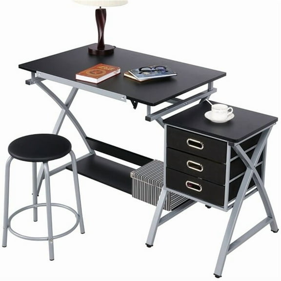 Hyxoo Adjustable Drafting Table Artist Desk Art Craft Drawing Desk w/ Storage & Stool