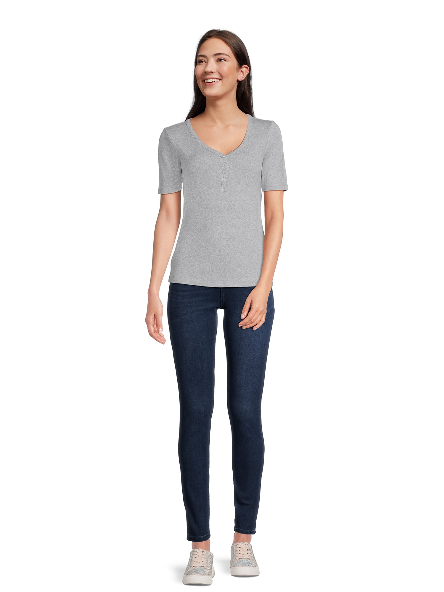 RealSize Women's Ribbed Henley Shirt, Sizes XS-3XL