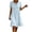 A-Light Blue, variant on 2026 Summer Dress for Women Cotton Linen Peter Pan Collar Tie Neck Short Sleeves Ruffled Hem Knee-Length Dress